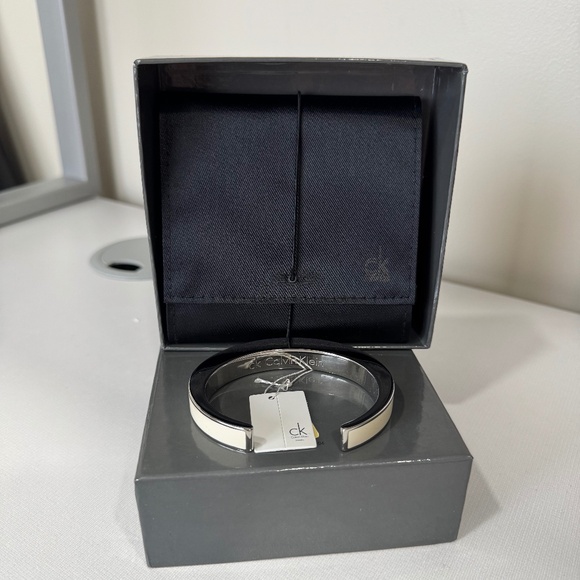 Calvin Klein Silver & Bone Cuff Bangle - Picture 3 of 5